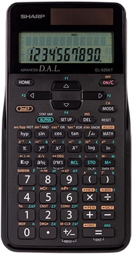 Sharp Electronics EL520XTBBK Calculatrice scientifique 10 chiffres avec écran LCD 2 lignes (solaire et batterie)