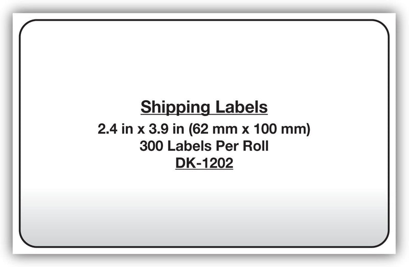 Brother DK1202 Originales Die-cut Étiquettes papier Expédition blanc, 2,4 po x 3,9 po,300 étiquettes