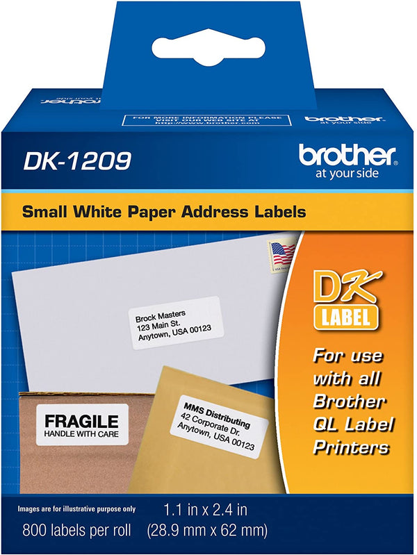 Brother DK-1209 Petit rouleau d'étiquettes papier d'adresse - Emballage au détail