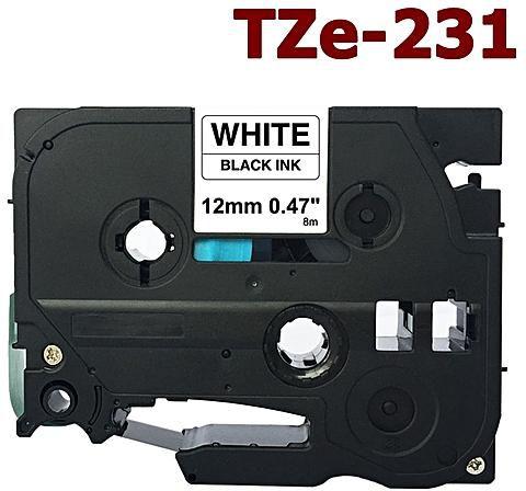 Ruban BROTHER TZ-231 pour étiqueteuse 12mm 8m Noir sur Blanc ALL