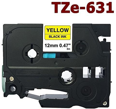 Brother TZe-631 ruban pour étiqueteuse, 12mm (0,47") noir sur jaune produit compatible avec brother-1/paquet. - S.O.S Cartouches inc.