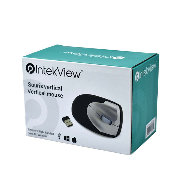 IntekView MX Vertical Wireless Mouse – Advanced Ergonomic Design Reduces Muscle Strain, Control and Move Content Between 3 Windows and Apple Computers (Bluetooth or USB), Rechargeable