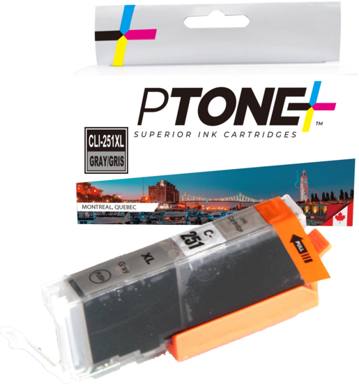 Ptone® – Cartouche d'encre CLI-251XL gris rendement élevé (6452B001) – Qualité Supérieur. - S.O.S Cartouches inc.