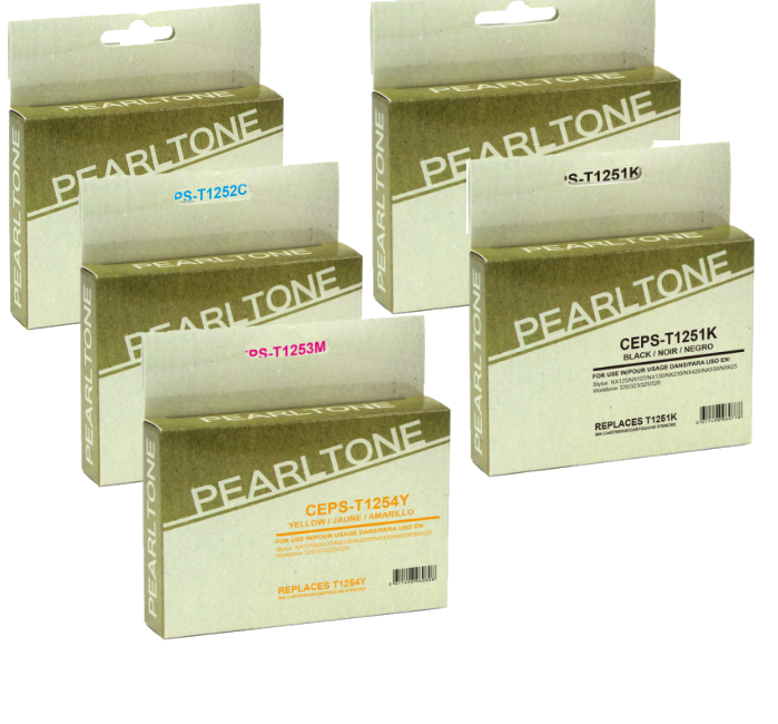 Pearltone® – Cartouche d'encre 125 2BK/C/M/Y rendement standard paq.5 (T125CL5) – Modèle économique. - S.O.S Cartouches inc.