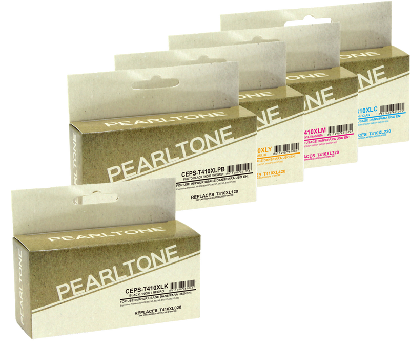 Pearltone® – Cartouche d'encre 410XL BK/BK/C/M/Y rendement élevé paq.5 (T410XLCL5) – Modèle économique. - S.O.S Cartouches inc.
