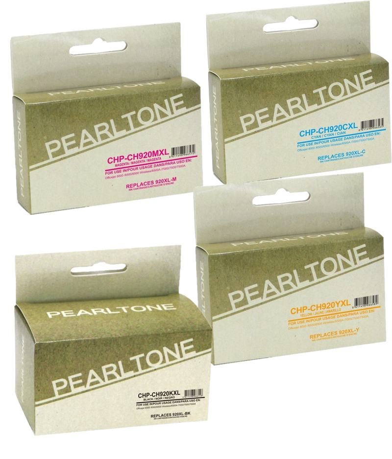 Pearltone® – Cartouche d'encre 920XL BK/C/M/Y rendement élevé paq.4 (HP920XLCL4) – Modèle économique. - S.O.S Cartouches inc.