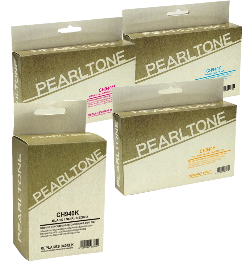 Pearltone® – Cartouche d'encre 940XL BK/C/M/Y rendement élevé paq.4 (HP940XLCL4) – Modèle économique. - S.O.S Cartouches inc.