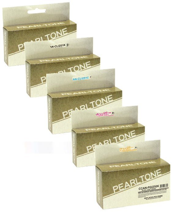 Pearltone® – Cartouche d'encre PGI-250XL CLI-251XL BK/BK/C/M/Y rendement élevé paq.5 (PGI250XLCL5) – Modèle économique. - S.O.S Cartouches inc.