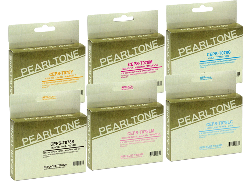 Pearltone® – Cartouche d'encre 78 BK/C/M/Y/LC/LM rendement standard paq.6 (t078CL6) – Modèle économique. - S.O.S Cartouches inc.