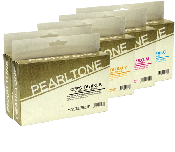 Pearltone® – Cartouche d'encre 676XL 2BK/C/M/Y rendement élevé paq.5 (T676XLCL5) – Modèle économique. - S.O.S Cartouches inc.