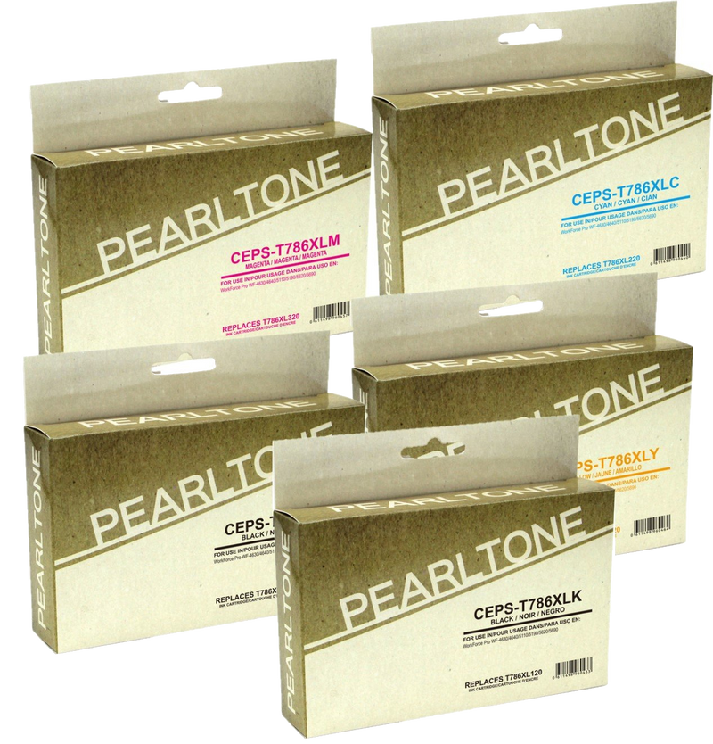 Pearltone® – Cartouche d'encre 786XL 2BK/C/M/Y rendement élevé paq.5 (T786XLCL5) – Modèle économique. - S.O.S Cartouches inc.